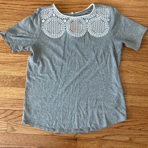 Loft Gray Lace Accent Shirt